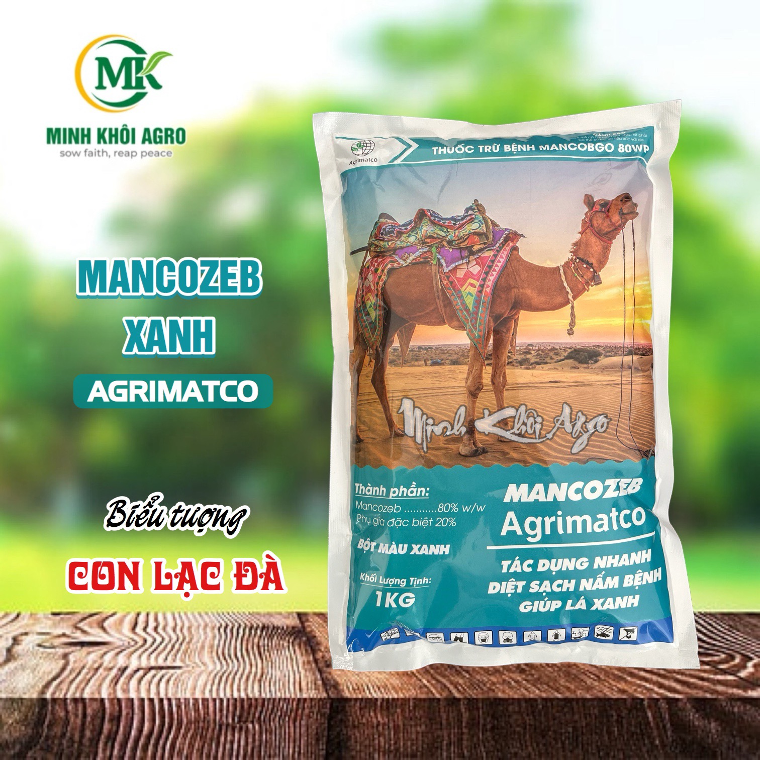 Mancobgo 80WP (Mancozeb xanh nhãn hiệu Con Lạc Đà) - Gói 1kg